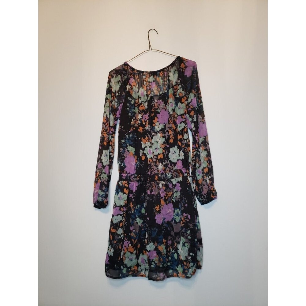 Jessica Simpson Women Sz S Dress Long Sleeve Floral Multicolor Scoop Knee Length - Picture 2 of 7